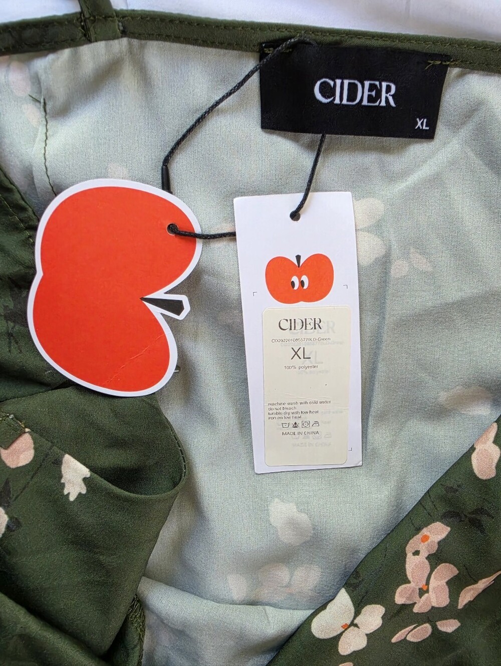 Cider Green Floral Slip Midi Dress with spaghetti straps. - Picture 6 of 6